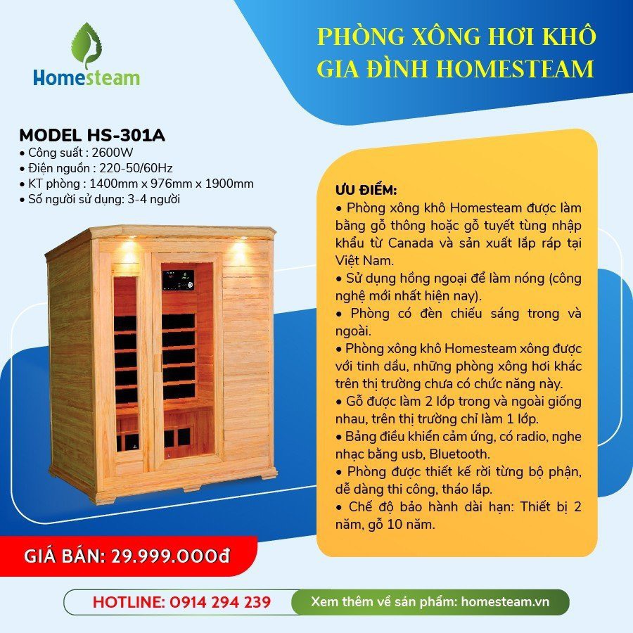 phòng xông hơi homesteam hs301a